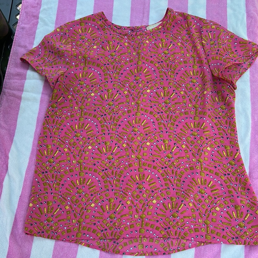 Banana Republic Orange Pink Fitted Short Sleeve Tee